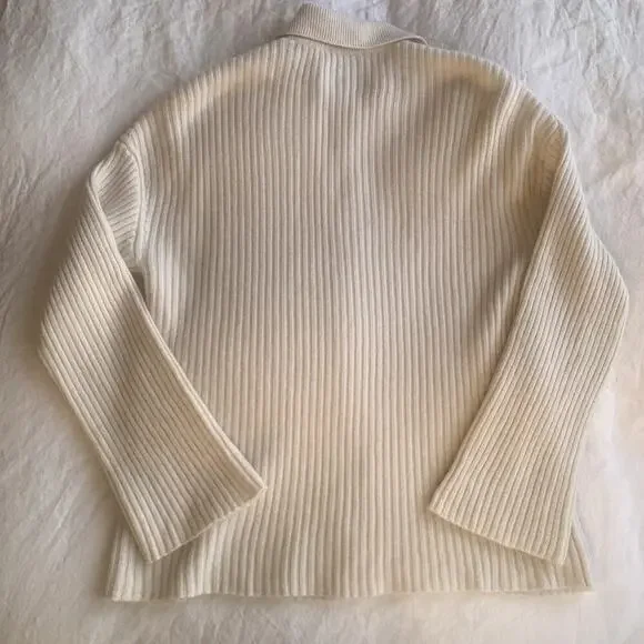 Reformation Fantino Cashmere Polo Collar Knit Button Cardigan Sweater Gossamer - Picture 9 of 11